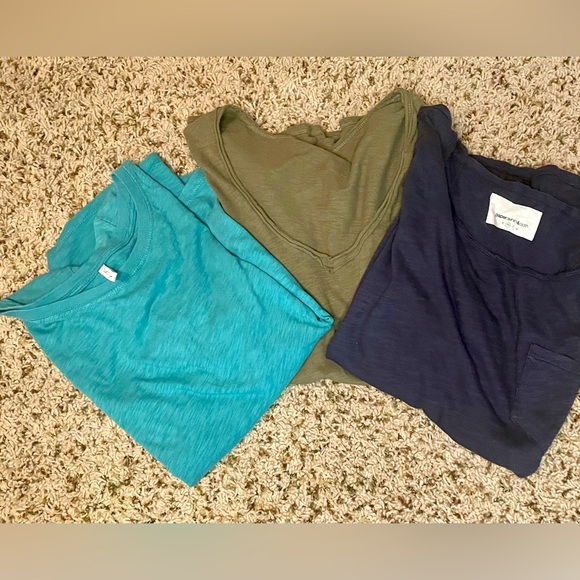 Z Supply and Paper Denim & Cloth lot of 3 t shirts, blue, teal, olive green Sz L - Picture 1 of 10